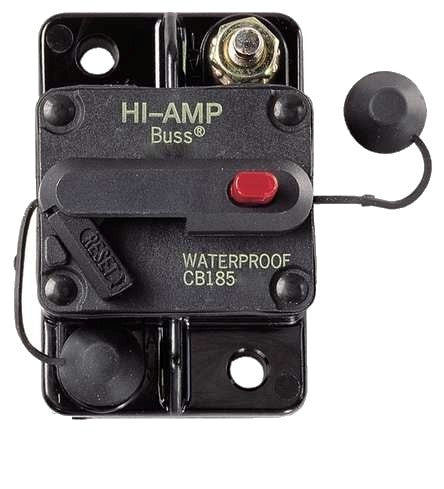 Part # 185050F-01-1  (Bussmann - 50A,185 Hi-Amp Thermal Circuit Breakers, 42V, Push to Trip Type III Surface Mount)