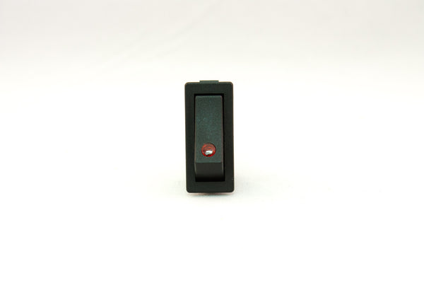 Part # RR34301-BER (Mini-Euro Rocker Switch, SPST, ON OFF, 12V LED Effect Red Lit, Black Actuator, 20A, (3) .250" Terminals)