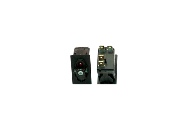 Part # V2D1AC0B-00000-000 (Contura Base, SPST, (ON)-NONE-OFF, 20A, 12V Rocker Switch, (1) 12V Red LED, (4) .250" Terminals)