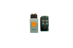 Part # VAD1ZWNB-DEE00-000 Contura Base, DPST, OFF-NONE-ON, 20A, 12V Locking Rocker Switch, (1) Amber LED Lit Bar, Grey Actuator w Orange Locking Mechanism, (6) .250" Terminals