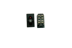 Part # VDD1AQC0B-00000-000 (Contura Base, DPDT, ON-NONE-ON, 20A, 12V Rocker Switch, (1) 12V Red LED, (8) .250" Terminals)