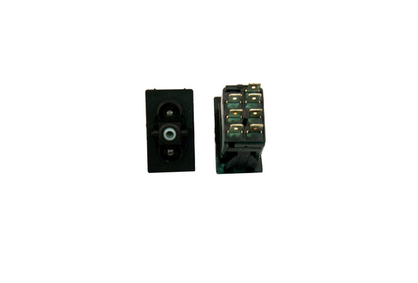 Part # VJD1D66B-00000-000 (Contura Base - DPDT, ON-OFF-ON, 20A, 12V Rocker Switch, (2) Lights, (7) .250" Terminals)